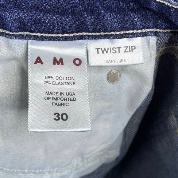 AMO Twist Zip Skinny Jeans Ankle Zipper Sapphire Blue Denim Size 30 - Picture 9 of 12